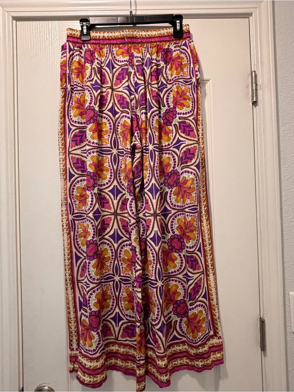 Free People Emerson Pop Printed Wide-Leg Pants – Size Small Boho Festival Coast